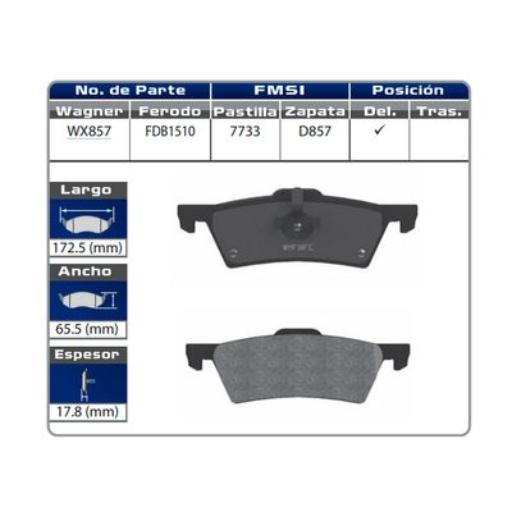 Balatas Delanteras WX857 Grand Caravan Semi Metálica