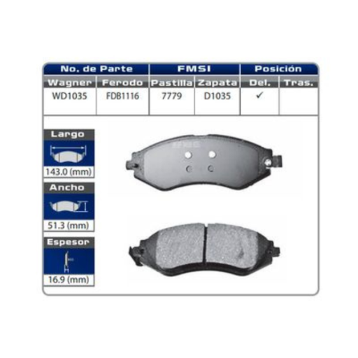 Balatas Delanteras Swift Cerámica Wagner Wd1035